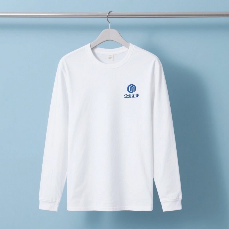 白色長袖商務T恤定制袖子收口